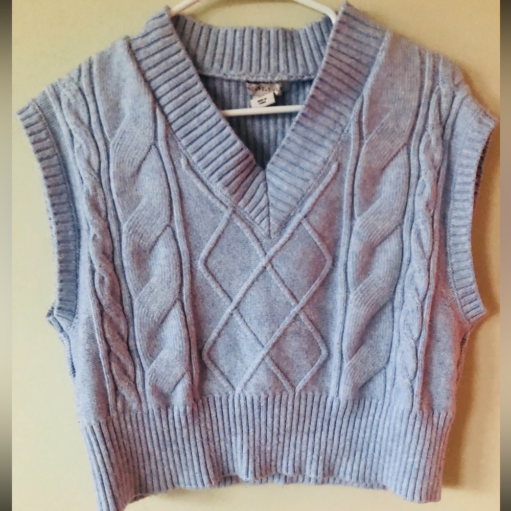 Sincerely Jules Pastel Blue Spring Sweater Vest Size Small EUC